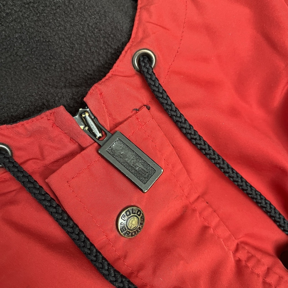 Polo Sport Ralph Lauren Jacket Men L Red Black Fleece Nylon Hooded Vintage 90s - Picture 16 of 16